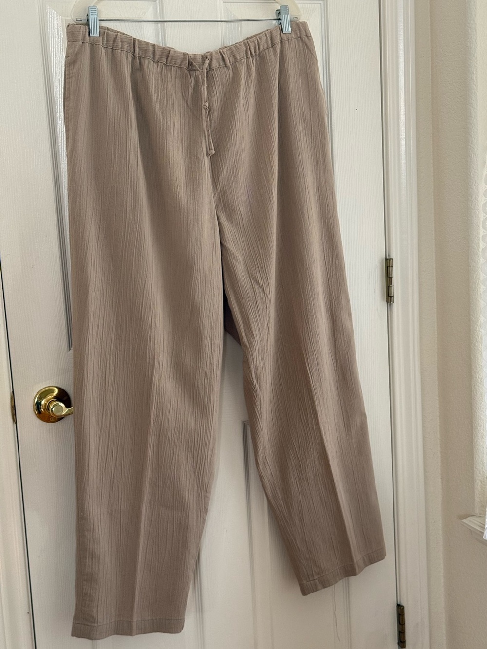 Appleseed's Tan Elastic-Waist Straight Trousers